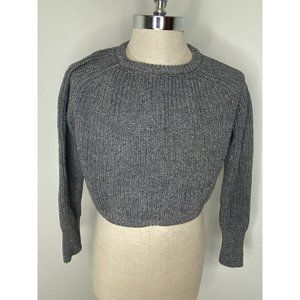 American Apparel Grey Cropped Fisherman Knit Sweater Size M Pullover Gray